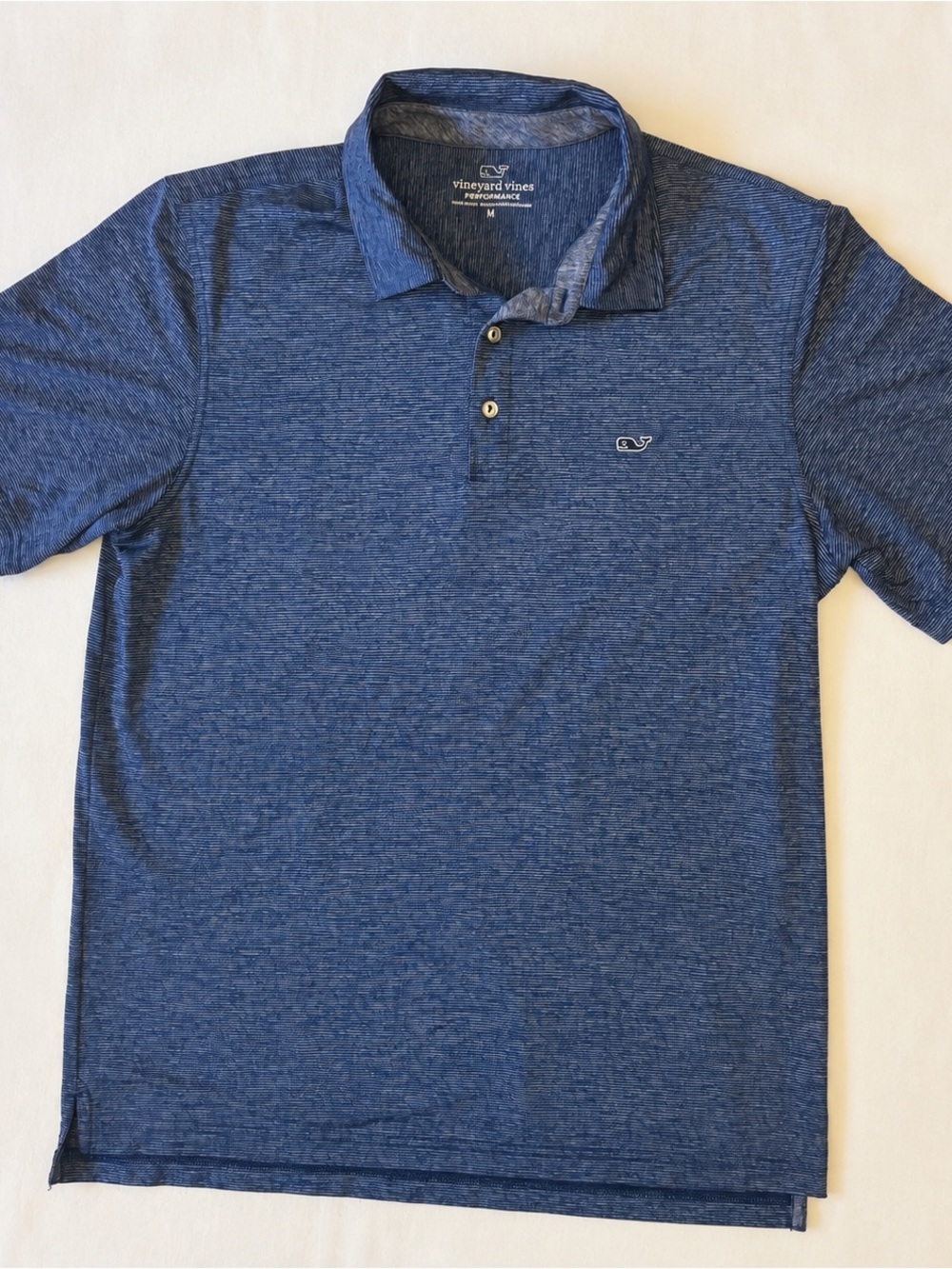 Vineyard Vines Performance Polo Men’s Medium Blue Stripe Stretch Golf Shirt